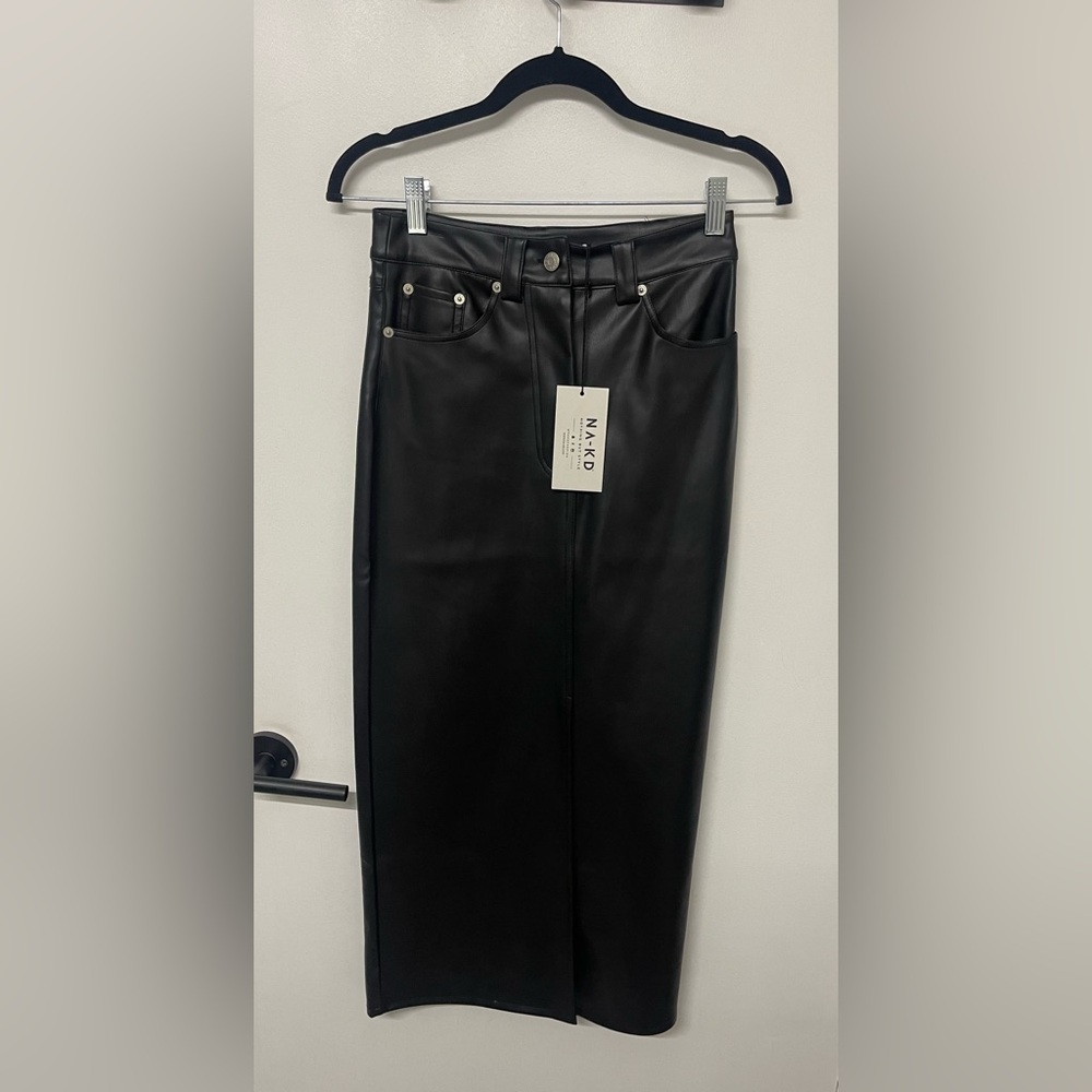 NAKD leather midi skirt NWT